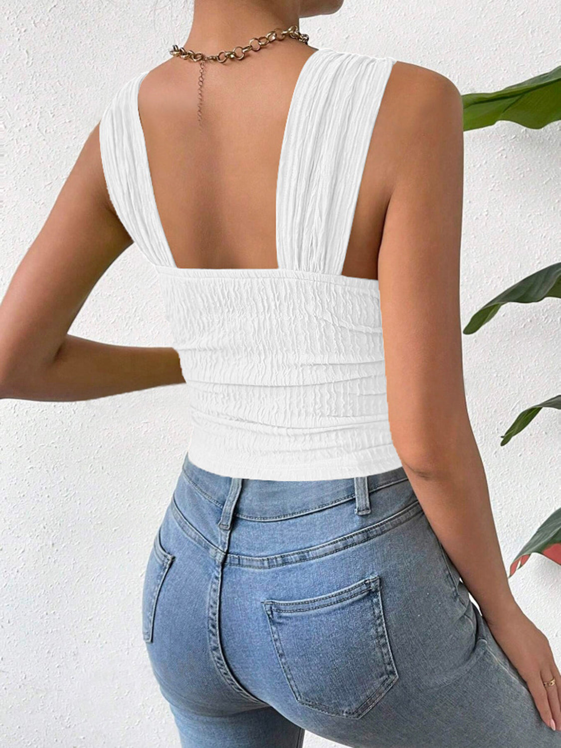 Elevated Textured Square Neck Tank Top for Stylish Comfort