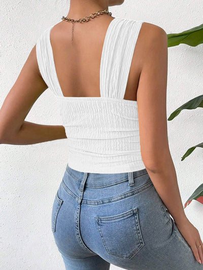Elevated Textured Square Neck Tank Top for Stylish Comfort