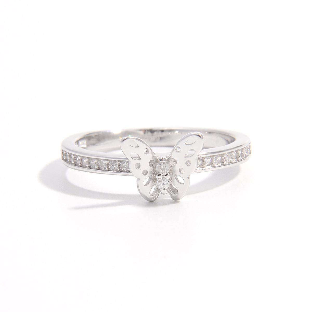 925 Sterling Silver Inlaid Zircon Butterfly Ring for Women