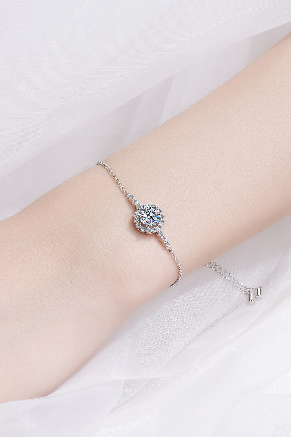 1 Carat Moissanite Chain Bracelet in Sterling Silver