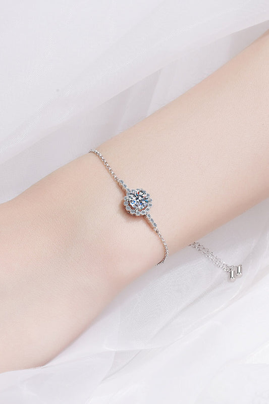 1 Carat Moissanite Chain Bracelet in Sterling Silver