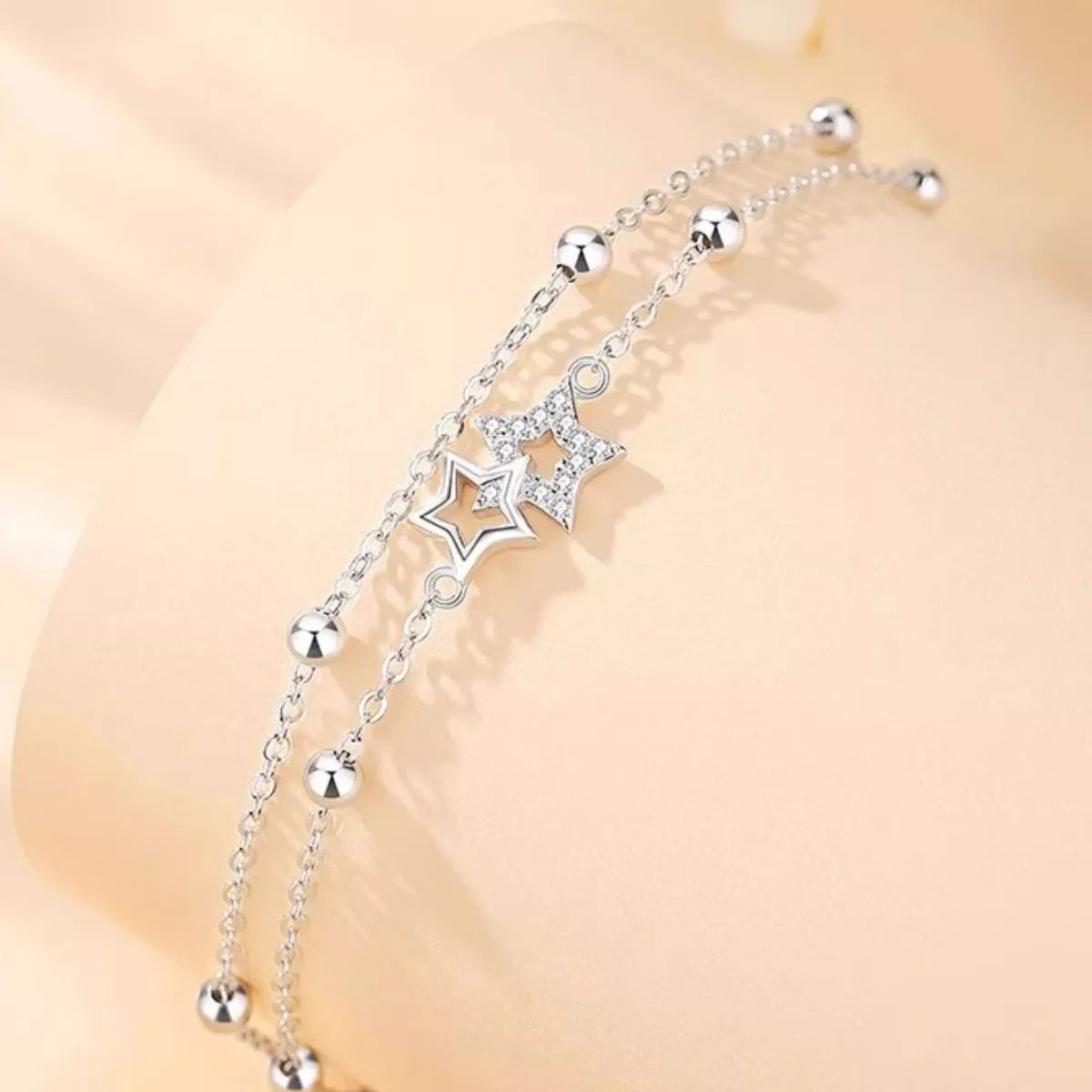 925 Sterling Silver Zircon Star Chain Bracelet