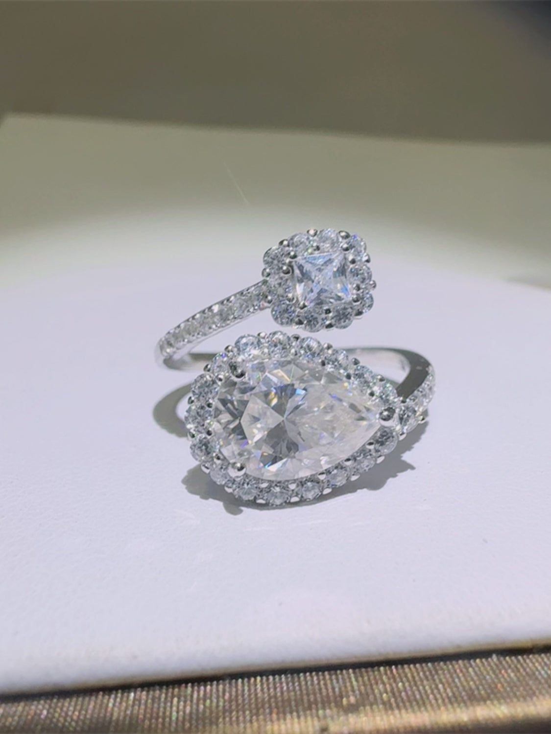 2 Carat Moissanite 925 Sterling Silver Bypass Ring Design
