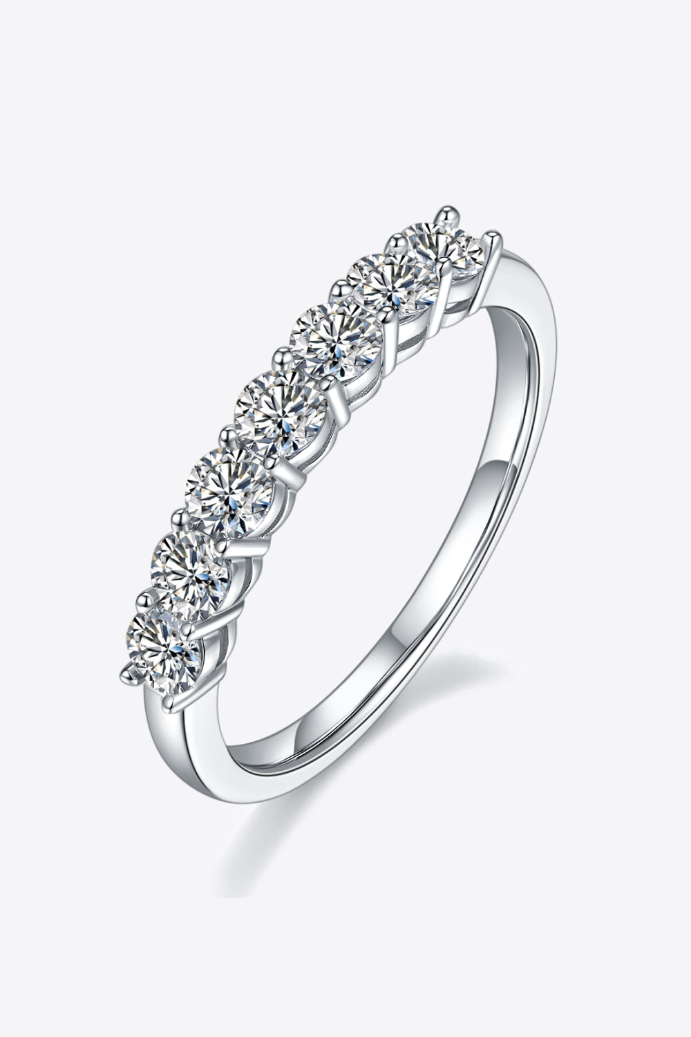 Moissanite Platinum-Plated Half-Eternity Ring for Elegance