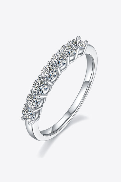 Moissanite Platinum-Plated Half-Eternity Ring for Elegance