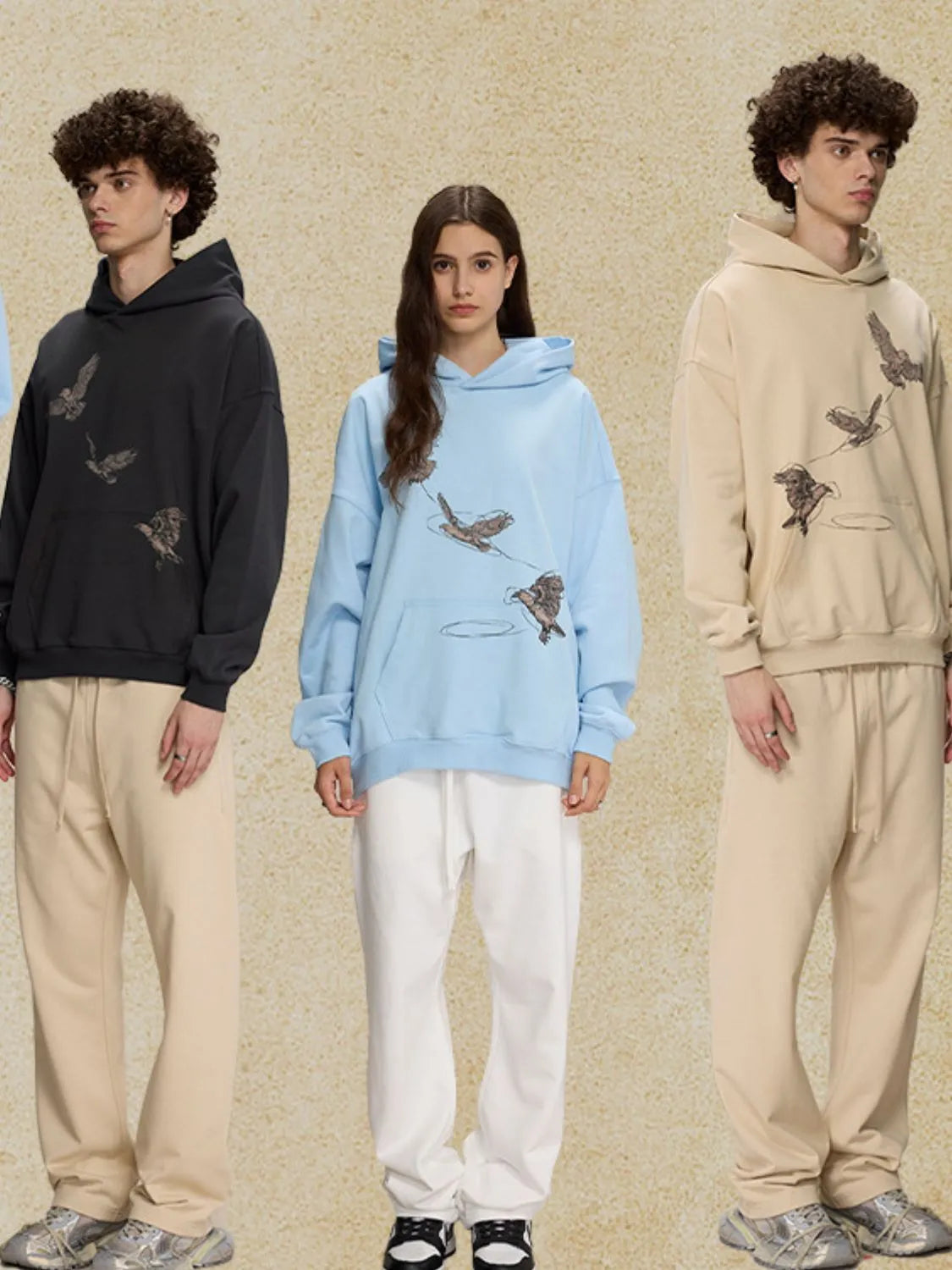 Men's Graphic Long Sleeve Hoodie with Kangaroo Pocket Style