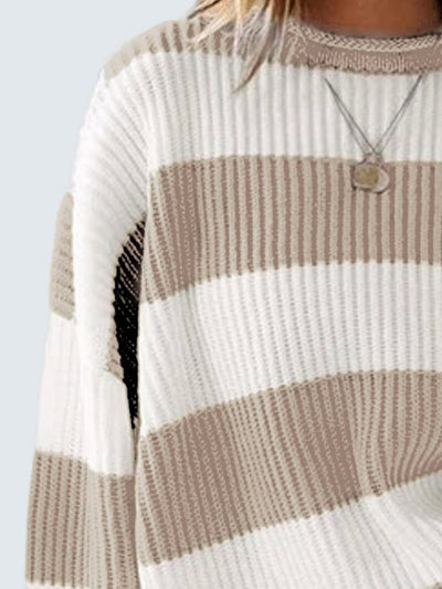 Round Neck Long Sleeve Sweater for Women Casual Style