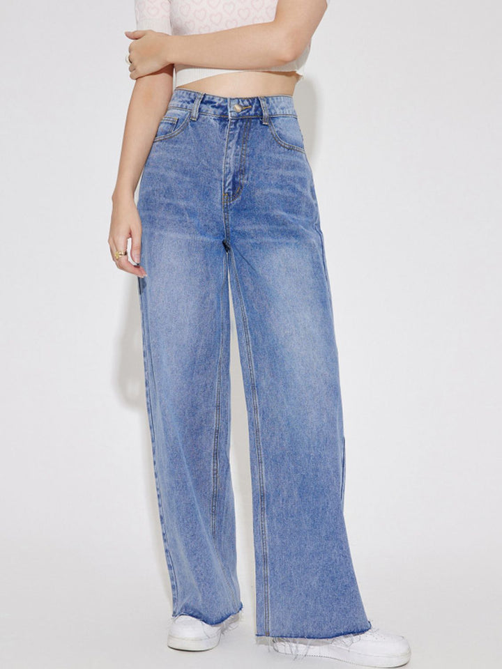 Elevated High Waist Straight Leg Jeans with Functional Pockets