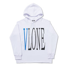 Blue Snake Print Big V Logo Unisex Loose Hoodie