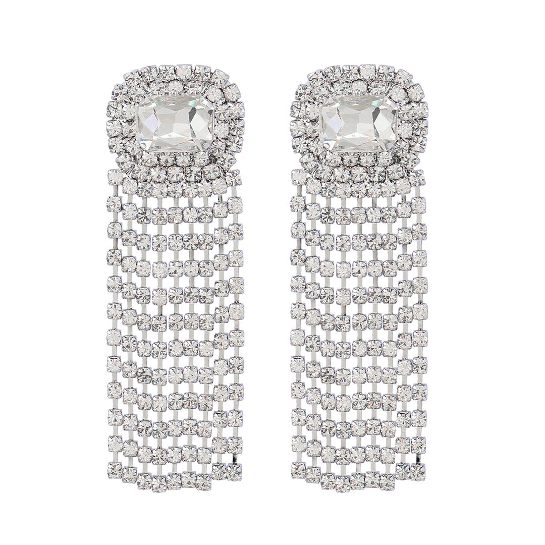 Claw Chain Series Rhinestone Glass Diamond Tassel Earrings