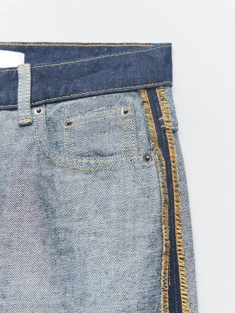 Autumn-Ready Women's High-Waisted Wide-Leg Jeans Reverse Design