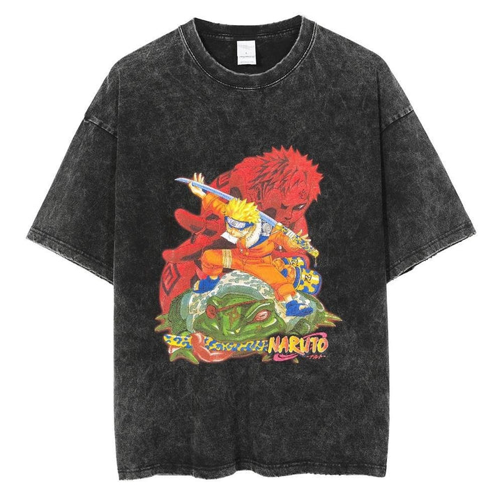 Naruto Vintage Washed Cotton Tee - Harajuku Style Ninja Apparel