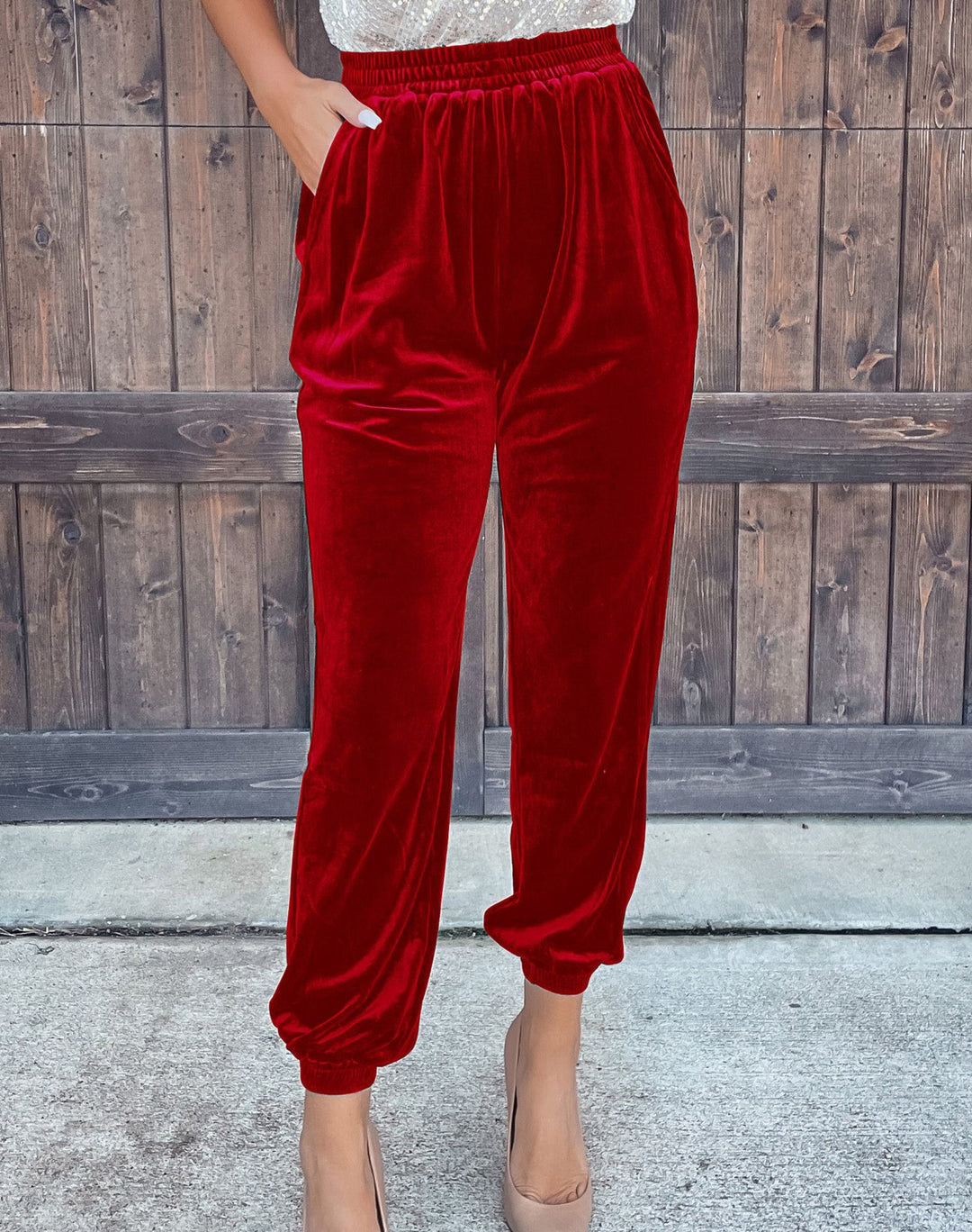 Chic Korean Velvet Women's Straight Leg Lounge Trousers with Stretchy Waistband