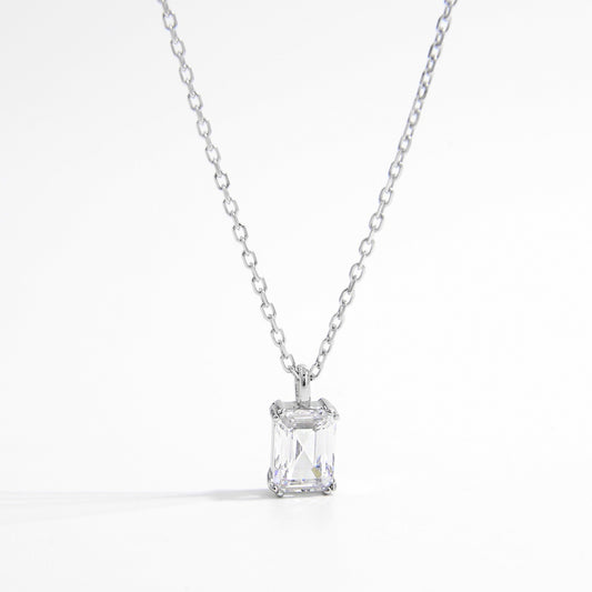 925 Sterling Silver Zircon Pendant Necklace for Elegant Style