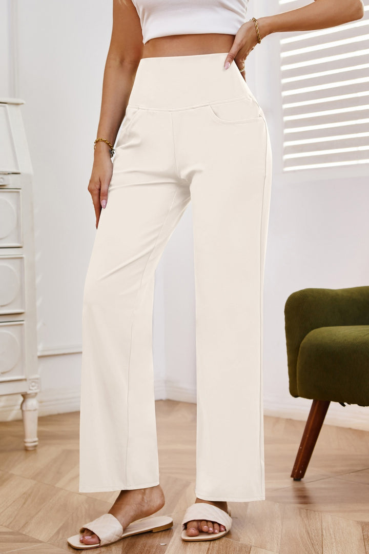 Chic High Rise Wide Leg Trousers with Convenient Pockets