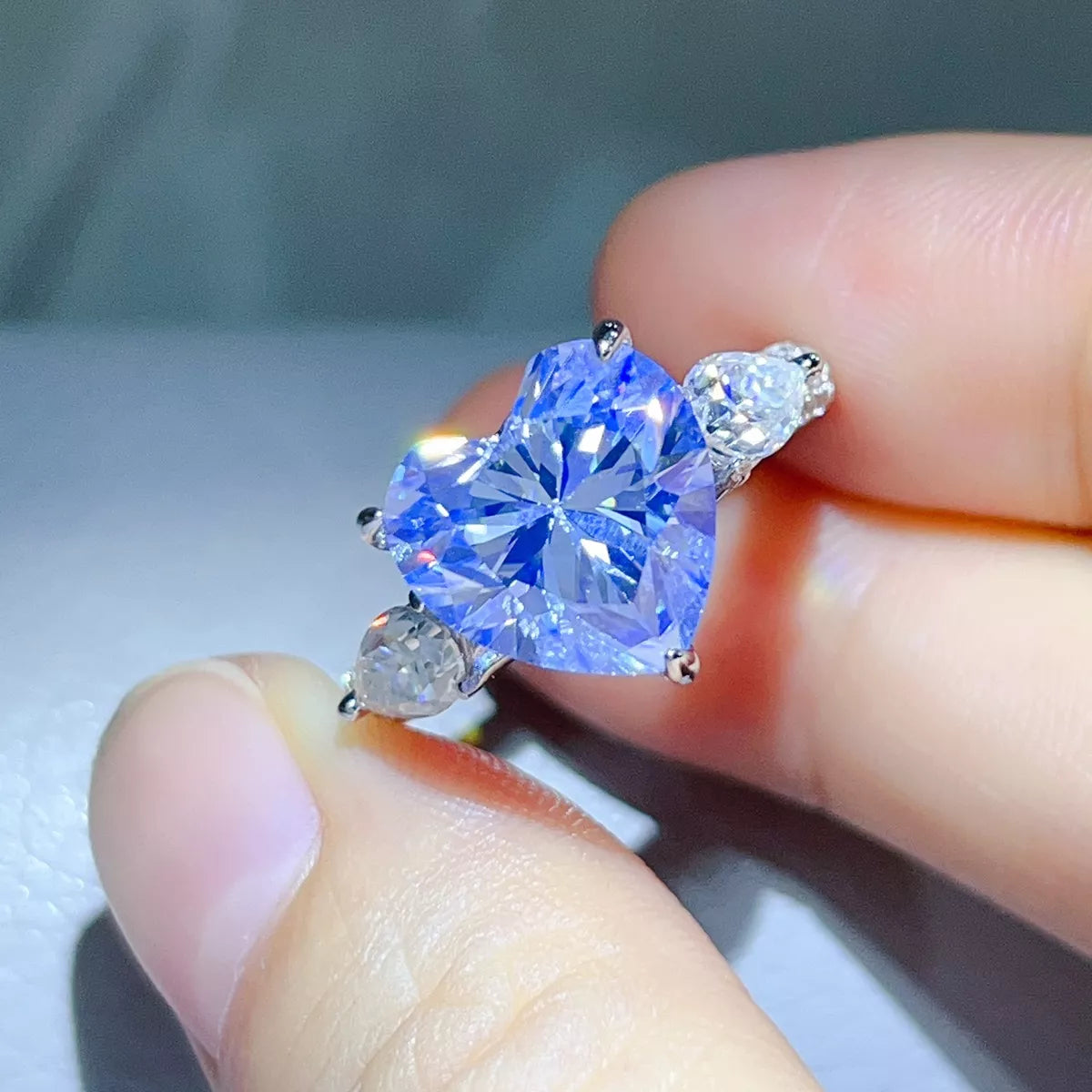 Bague cœur en argent sterling 925 avec moissanite de 6 carats