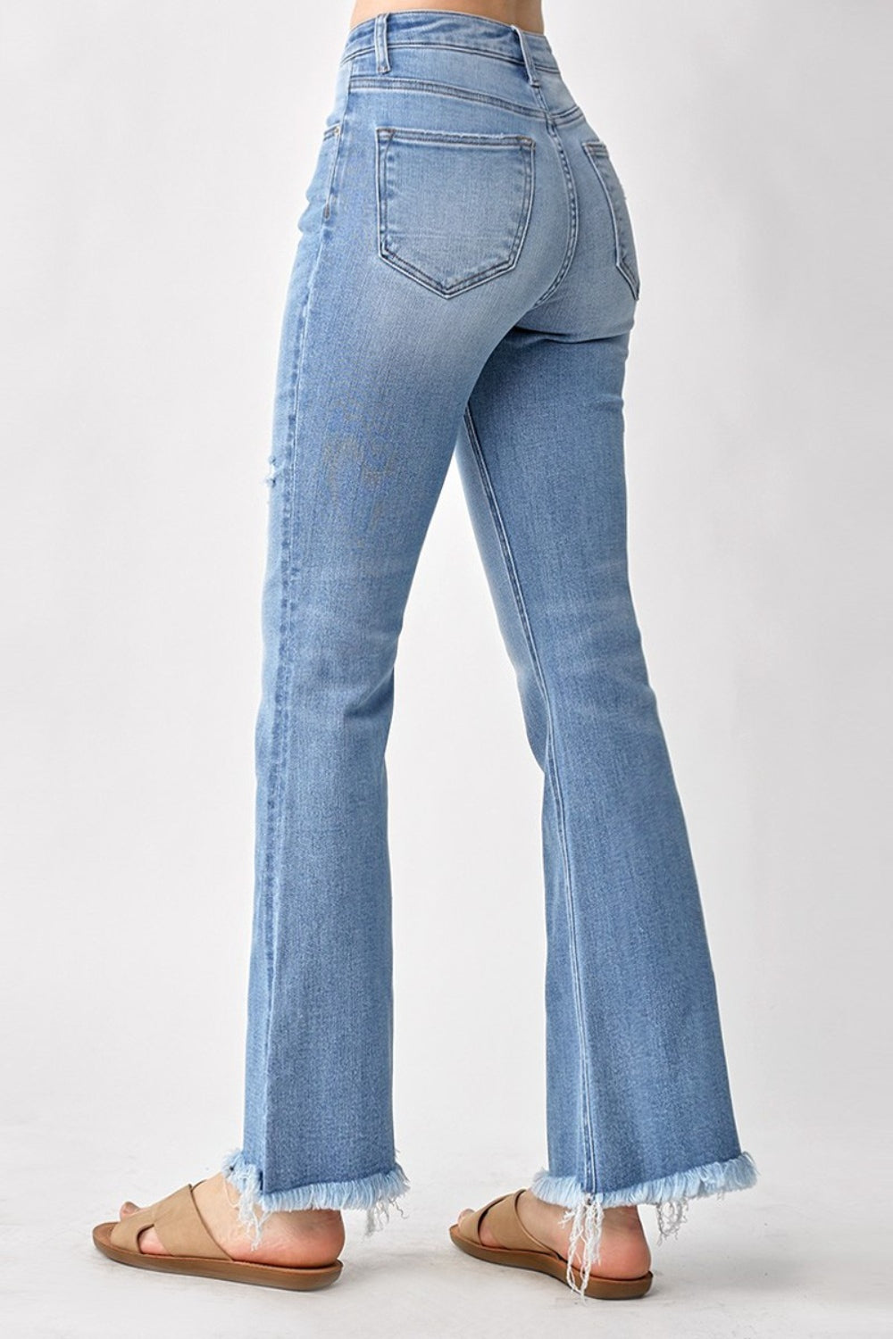 High Rise Distressed Bootcut Denim Jeans by RISEN