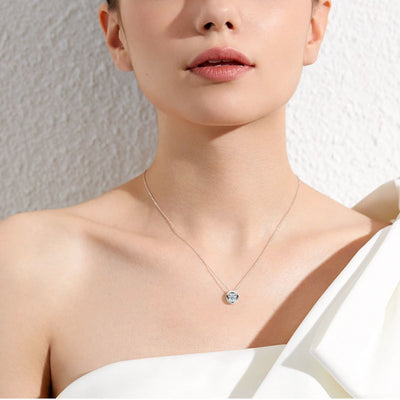 Moissanite Hypoallergenic Necklace worn on model