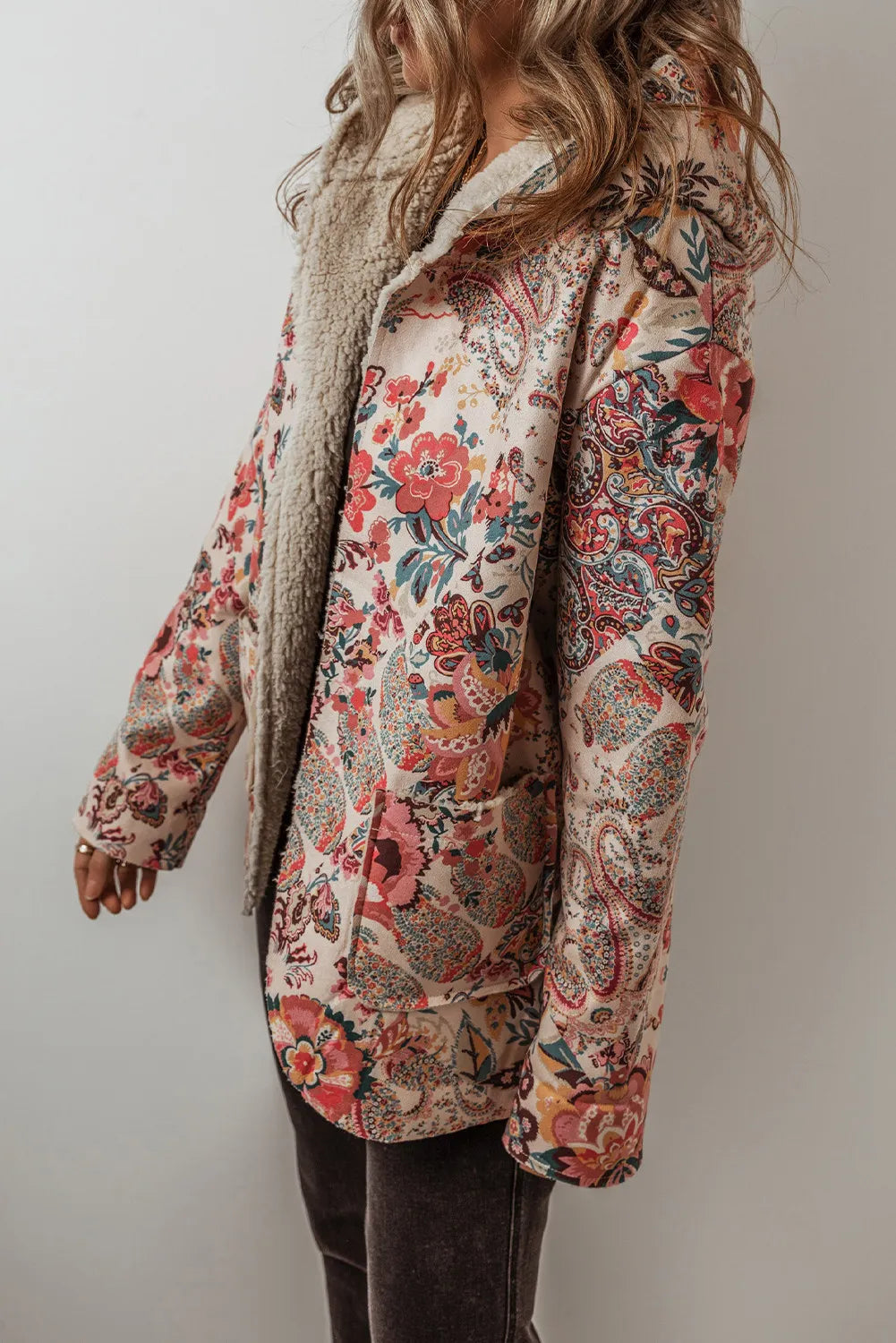 Fashionable Printed Long Sleeve Hooded Coat