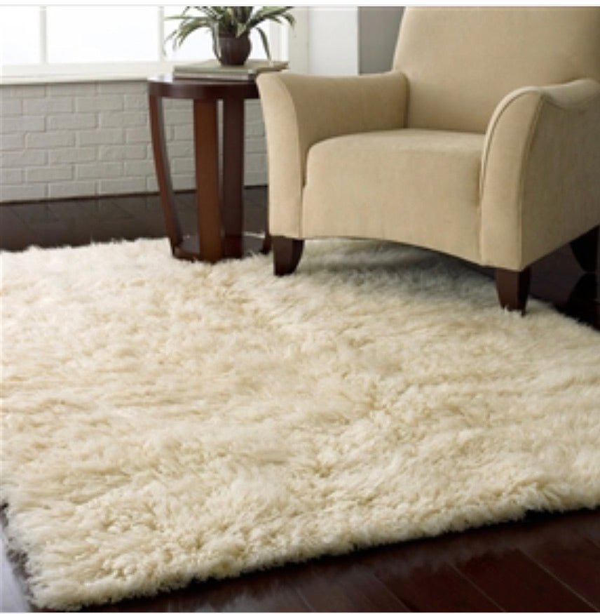 4-ft x 6-ft Hand Woven Wool Flokati Area Rug in Natural Color - Ruth Envision