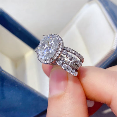 3 Carat Moissanite 925 Sterling Silver Layered Ring Elegant