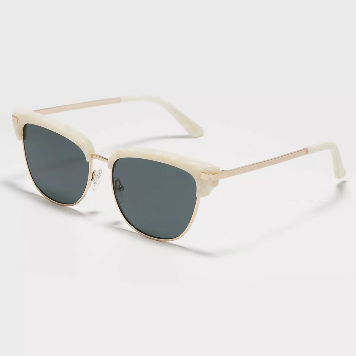 Classic Clubmaster Style Sunglasses with Gold Accents