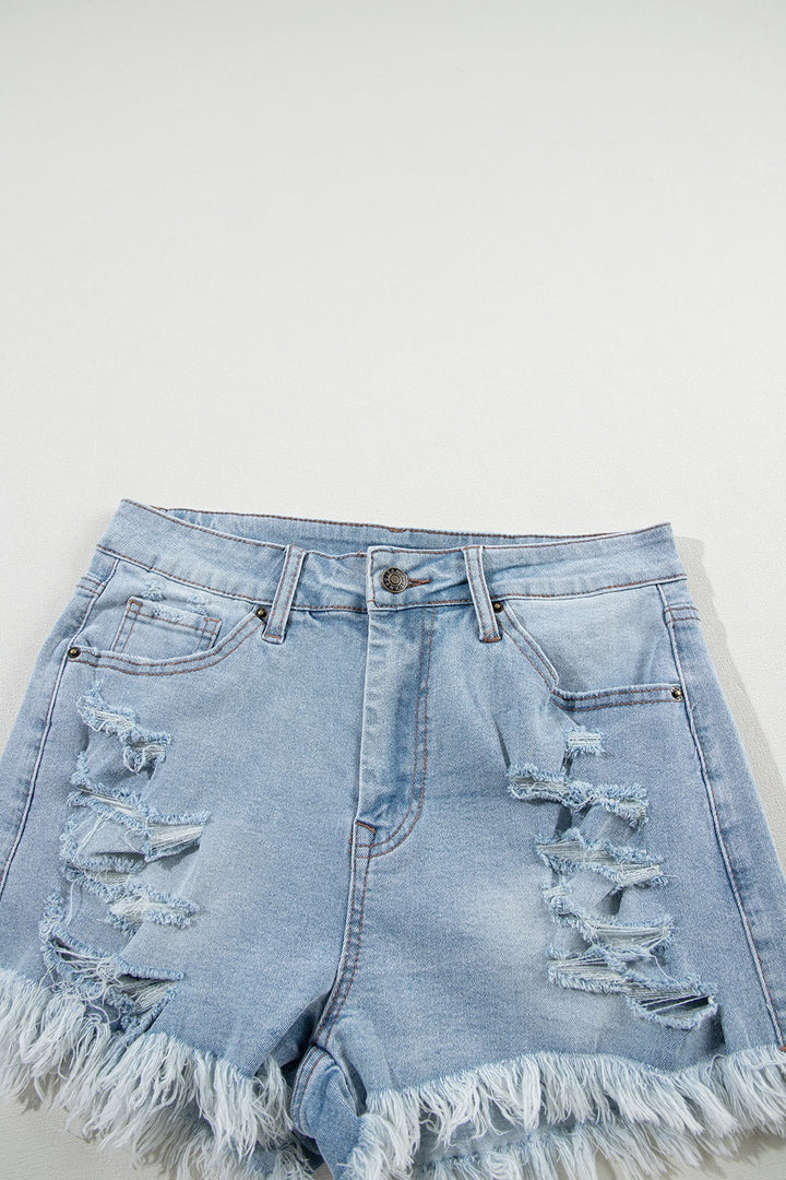 Rebellious Raw Hem Distressed Denim Shorts