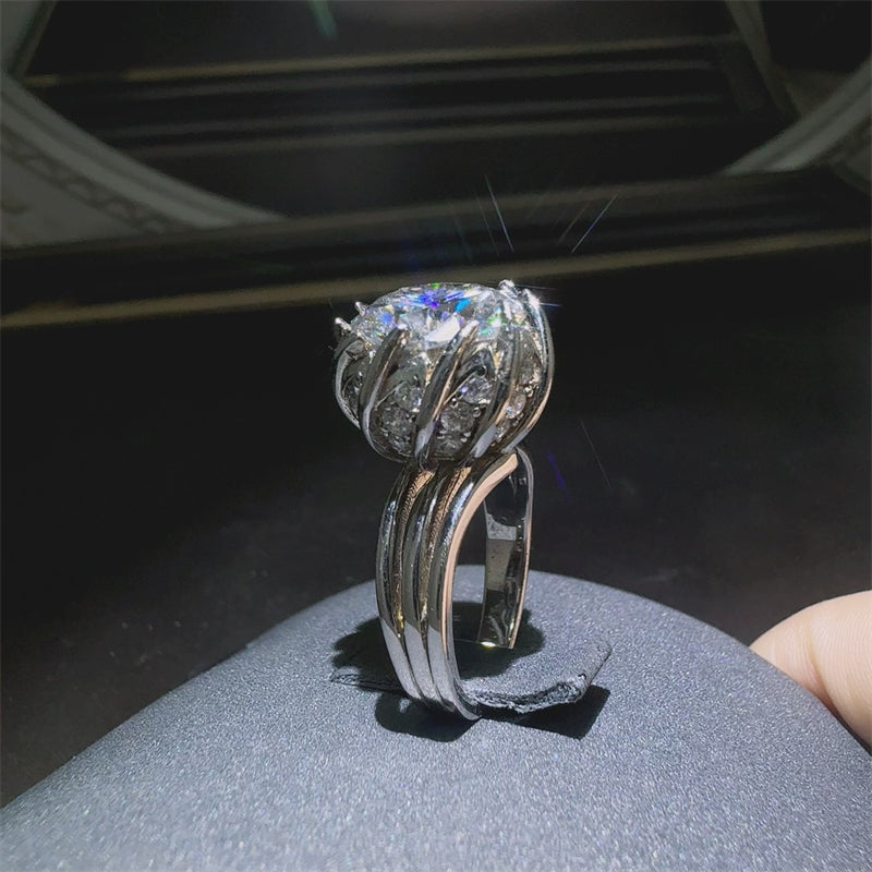 Stunning 3 Carat 925 Sterling Silver Moissanite Ring