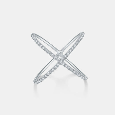 925 Sterling Silver Moissanite Crisscross Ring for Elegance