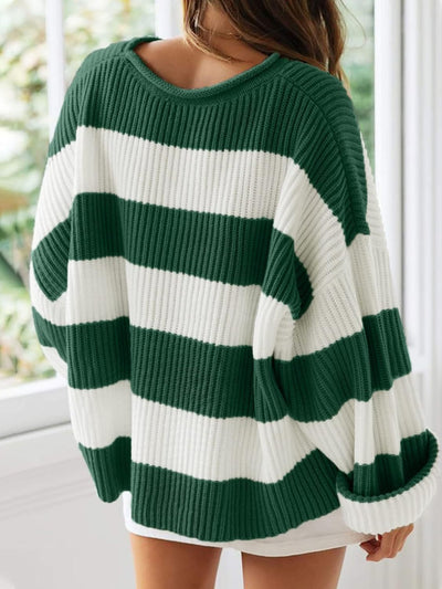 Round Neck Long Sleeve Sweater for Women Casual Style