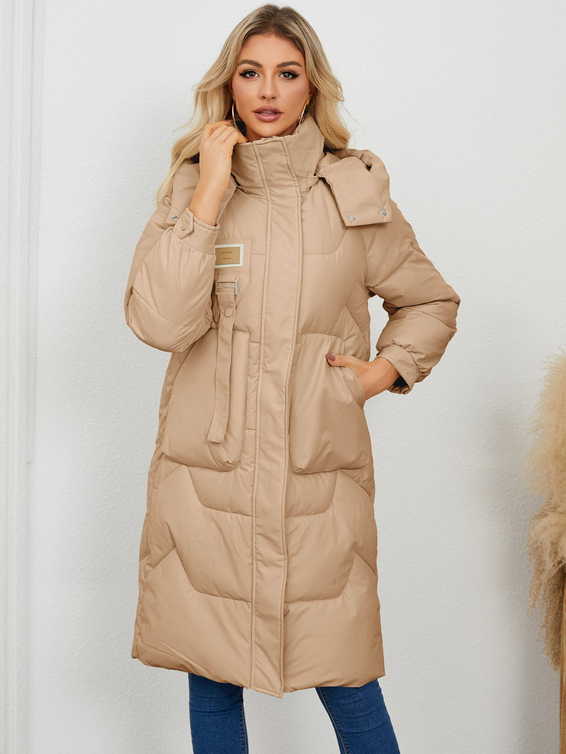 Long Sleeve Longline Hooded Winter Coat for Women Stylish