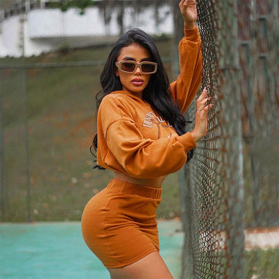 Hooded Printed Sweatshirt and Skirt Set for Women Chic