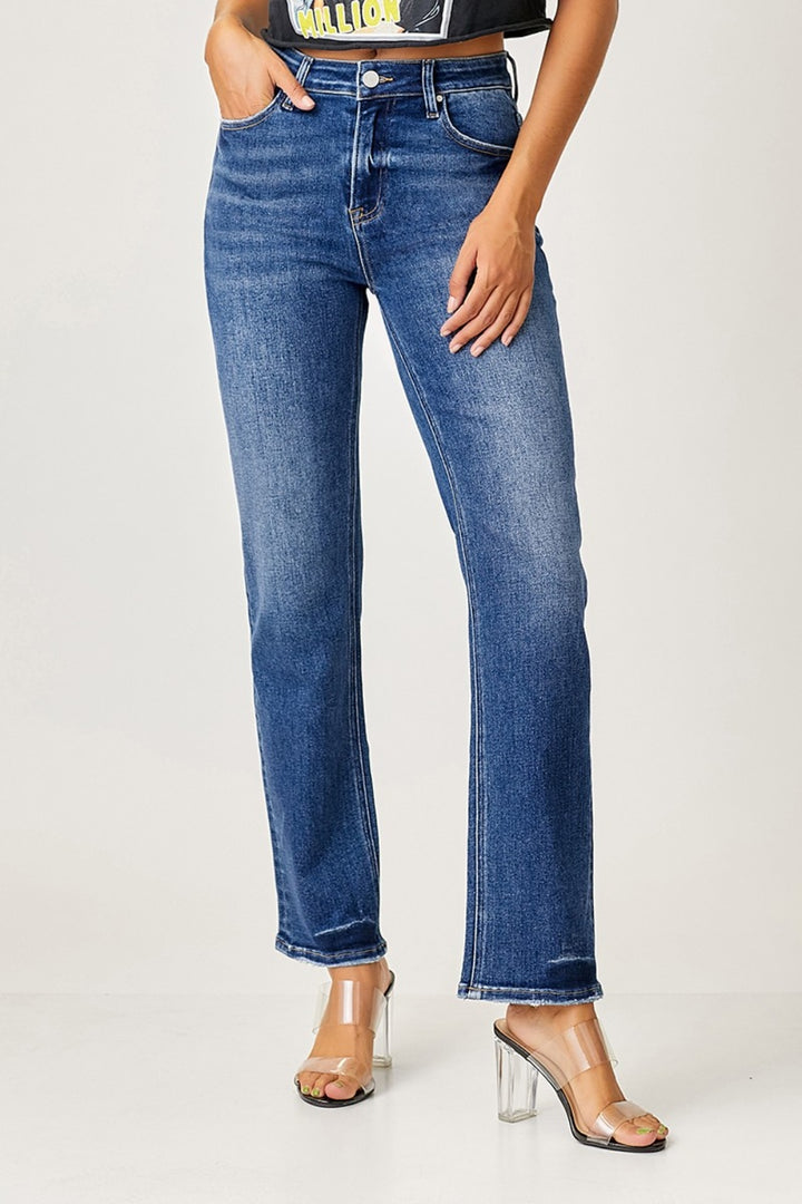 RISEN Timeless Mid Rise Slim Straight Jeans