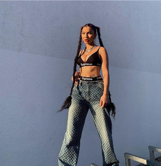 Trendy Plaid Cut-Out High-Waisted Hip Hop Jeans for Women