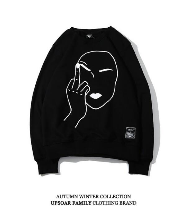 Edgy Urban Graphic Hoodie for Men Bold Middle Finger Design