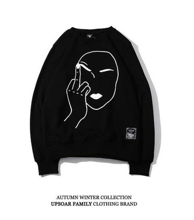 Edgy Urban Graphic Hoodie for Men Bold Middle Finger Design