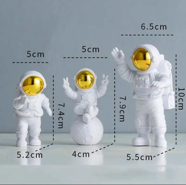 Galactic Explorer Resin Astronaut Trio - Desktop Space Odyssey Figures