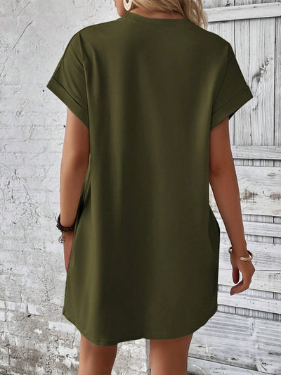 Effortless Elegance Short Sleeve Round Neck Mini Dress for All Occasions