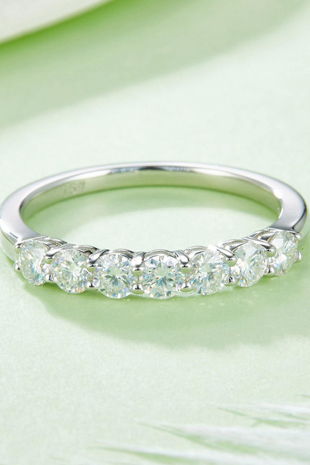 Moissanite Platinum-Plated Half-Eternity Ring for Elegance