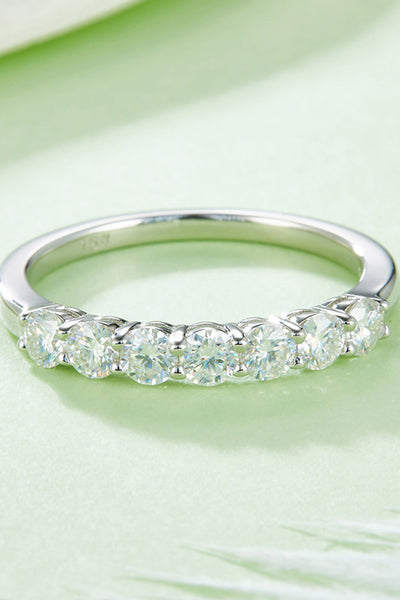 Moissanite Platinum-Plated Half-Eternity Ring for Elegance
