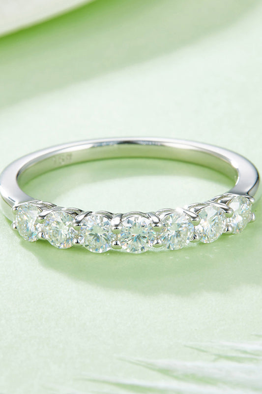 Moissanite Platinum-Plated Half-Eternity Ring for Elegance
