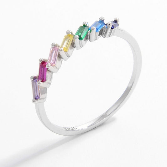 925 Sterling Silver Contrast Zircon Ring for Elegance