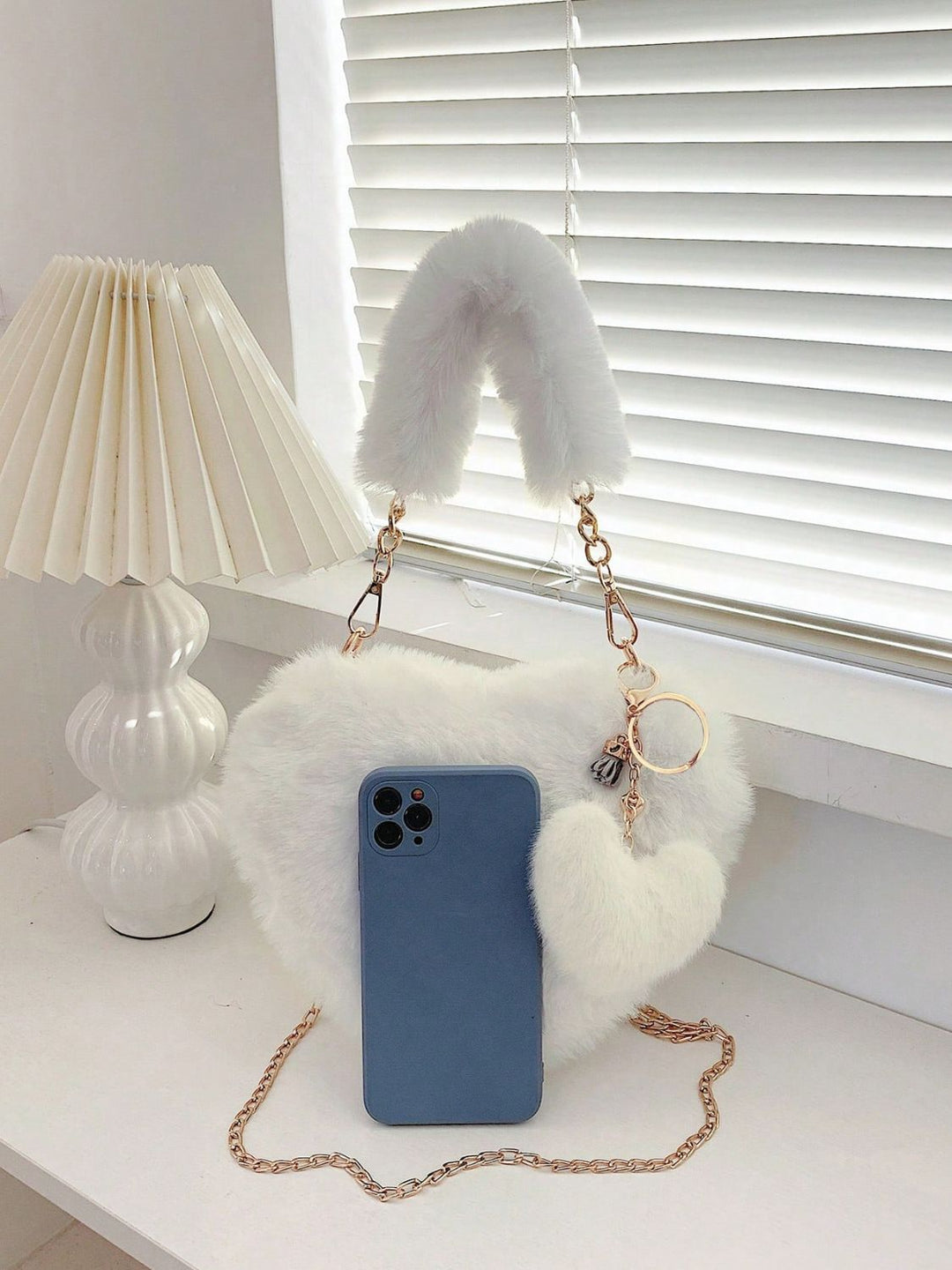 Faux Fur Heart Shaped Handbag