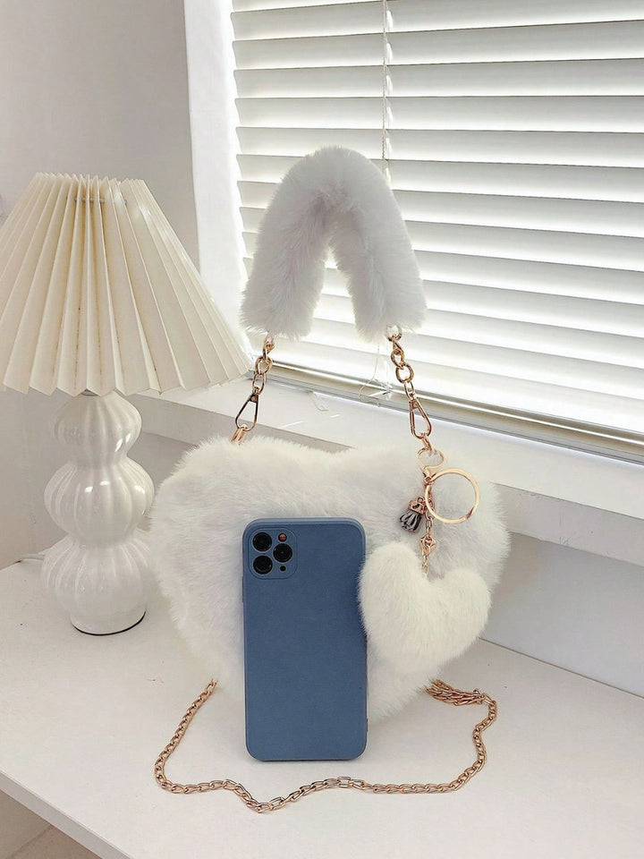 Faux Fur Heart Shaped Handbag