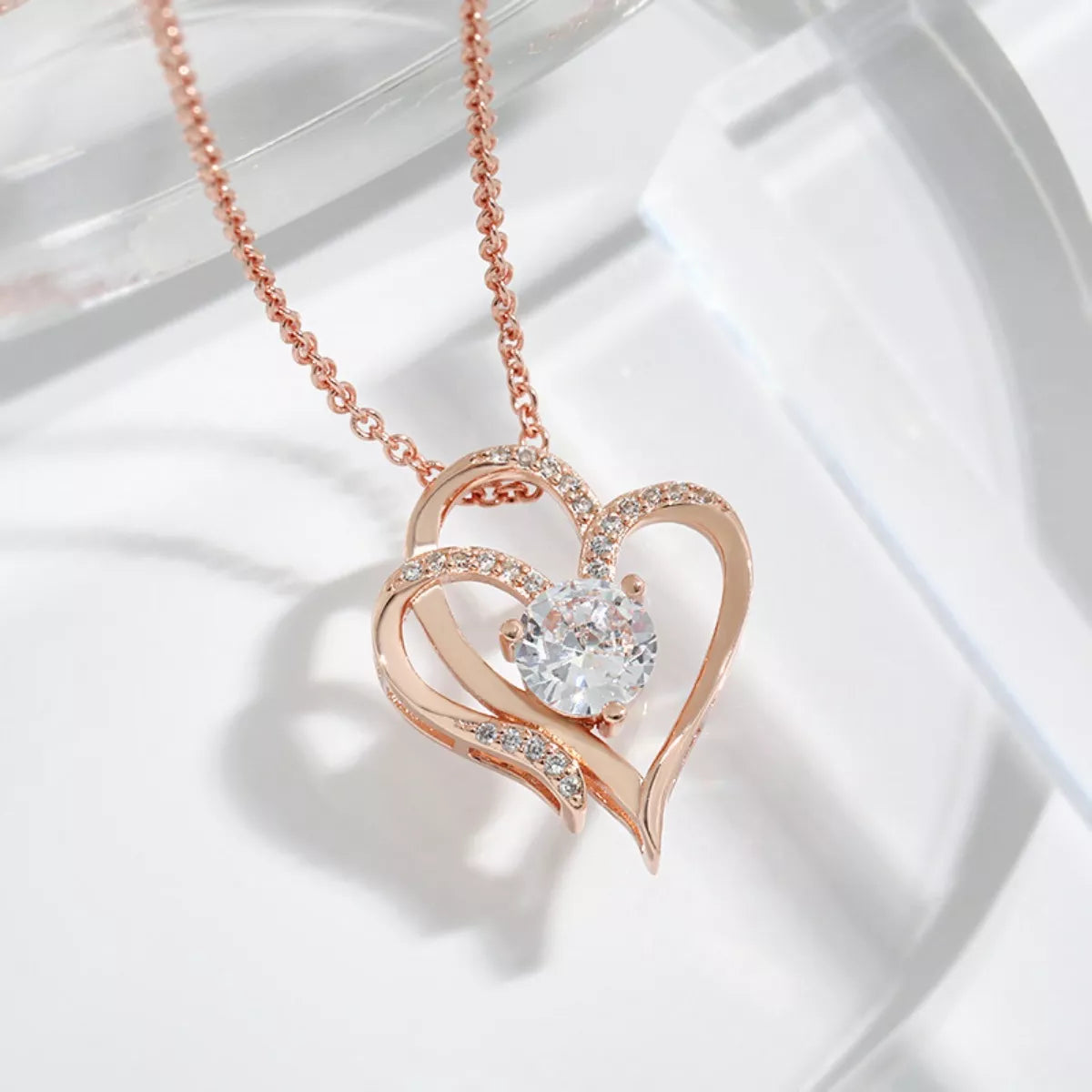 925 Sterling Silver Zircon Heart Necklace