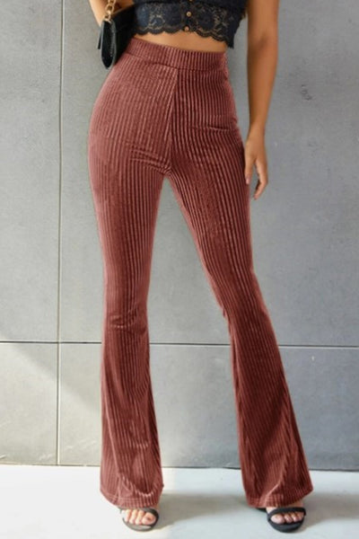 Sophisticated Ribbed High Waist Flare Pants for Women