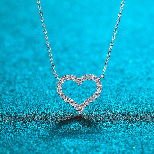Moissanite 925 Sterling Silver Heart Shape Necklace Gift