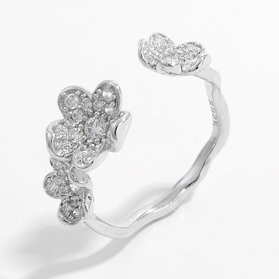 Stylish 925 Sterling Silver Inlaid Zircon Open Ring