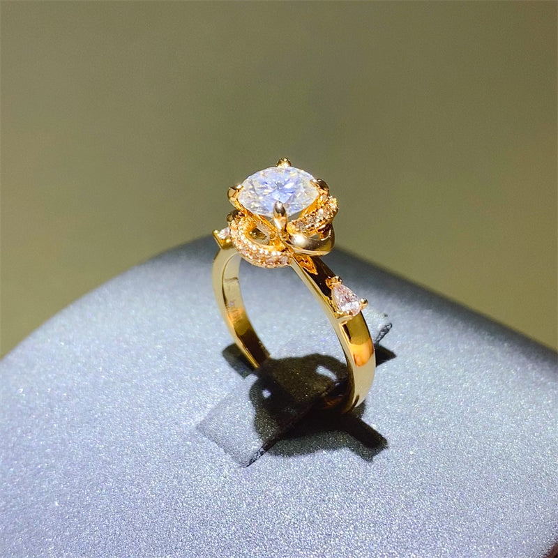 1 Carat Moissanite Zircon 925 Sterling Silver Ring Elegant
