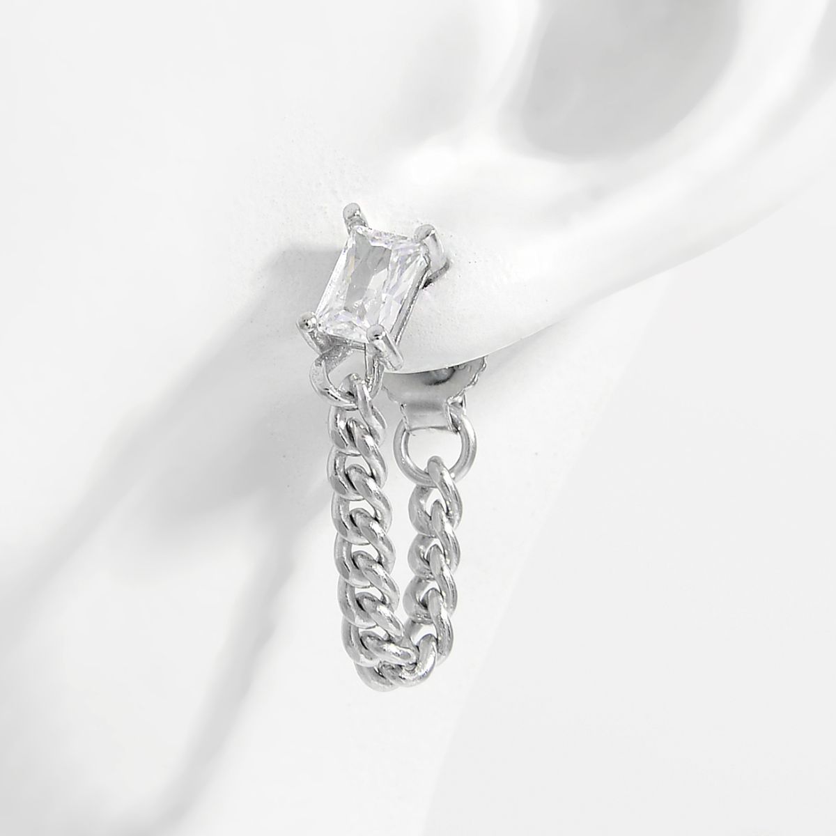 925 Sterling Silver Zircon Chain Earrings for Elegant Style